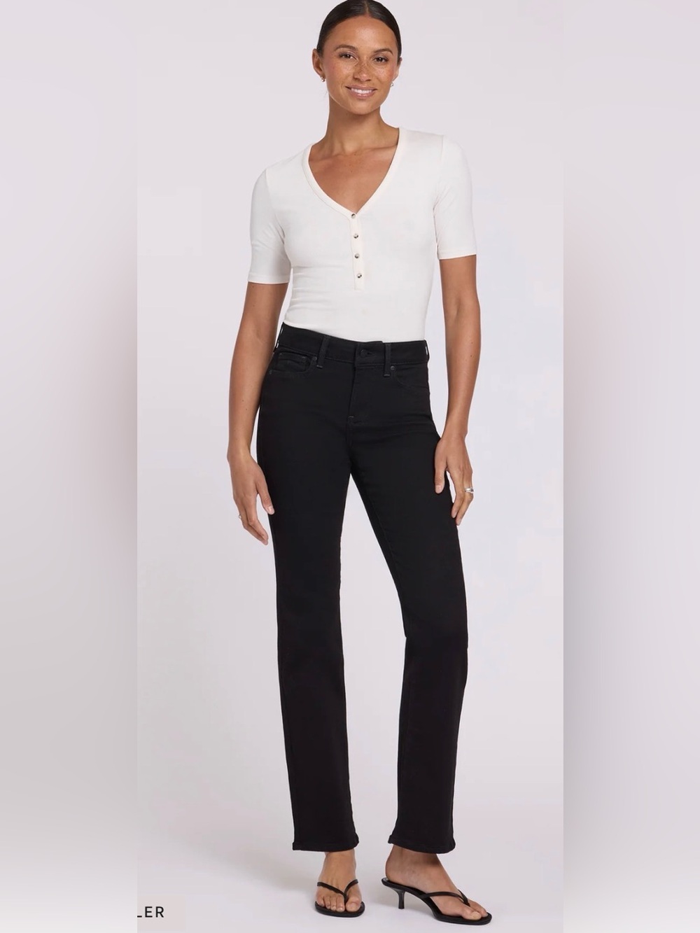 NWT NYDJ Marilyn Straight Black Pants Jeans Size 6